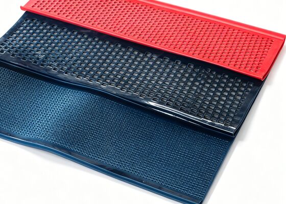 Self Cleaning Red Polyurethane Flexible Screen Mats for Moist Viscous Materials