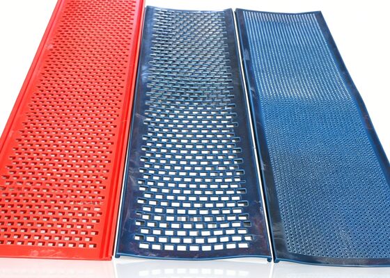 Self Cleaning Red Polyurethane Flexible Screen Mats for Moist Viscous Materials