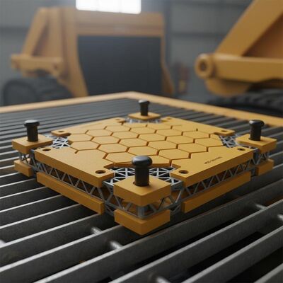 Painel modular de poliuretano com fixadores de pino martelado e estrutura de aço embutida para plataformas de equipamentos de mineração em formato modular 305x305mm