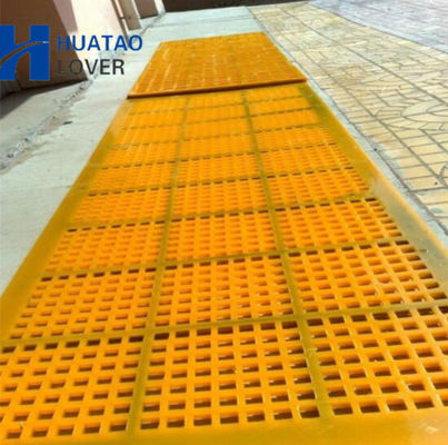 Tapete de tela de PU amarelo modular de espessura de 40 mm para filtragem de pedras com material de poliuretano